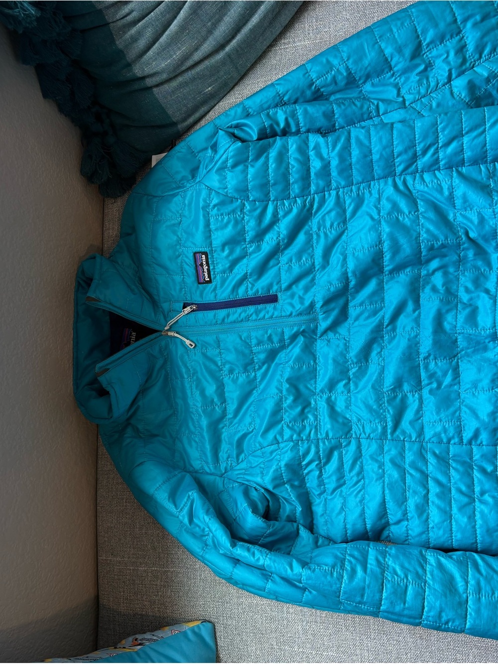 Patagonia Teal Quilted Pullover Jacket